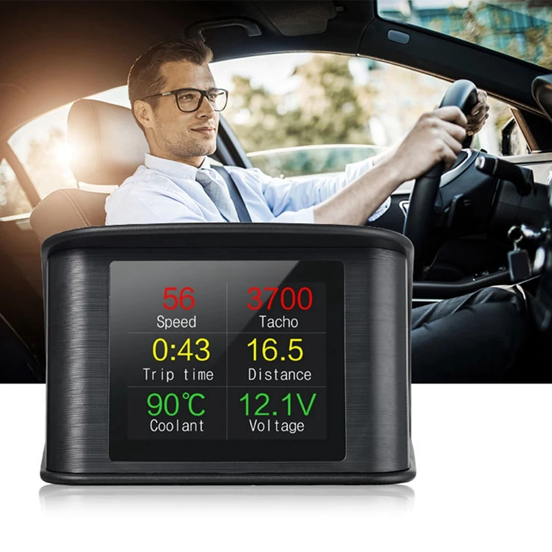 P10 OBD2 On-Board Computer Smart Digital RPM Tachometer Gauge Speedometer HUD Head-Up Display For Car