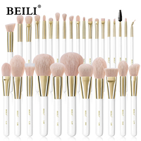 BEILI White Gold Makeup Brushes Professional Foundation Eyeshadow Powder High Quality Pink Synthetic Brush Set кисти для макияжа