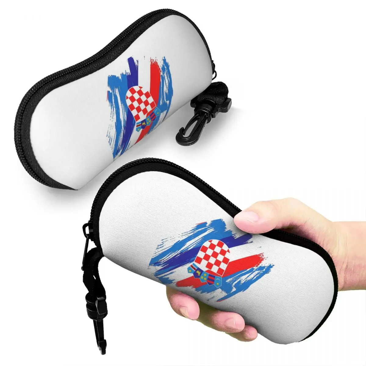 

Croatia Football Flag Shell Glasses Case Protective Sunglasses Box Women Men Soft Eyeglasses Bag Pouch
