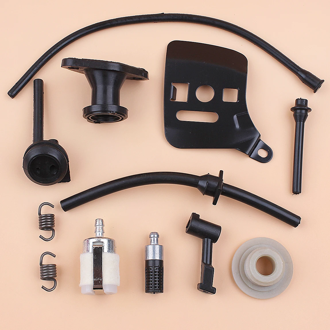 Selang Oli Bahan Bakar Filter Gigi Cacing Kit Pelat Batang Manifold untuk Suku Cadang Gergaji Kecil 2 Tak Gergaji 2500 Cc