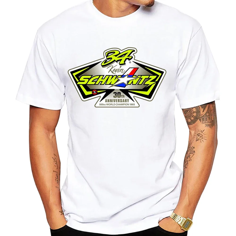 KEVIN SCHWANTZ #34 GP Classic Riding T-Shirt New Men Short Sleeve GS Adventure Motorcycle Sport Shirt Casual Boy White Tees Tops