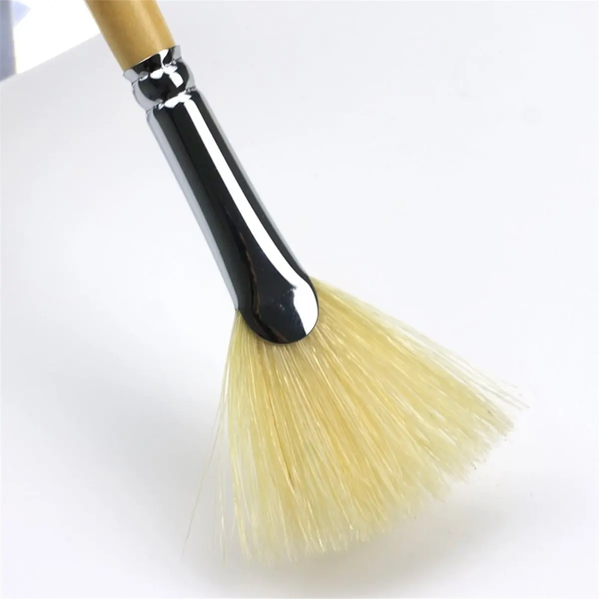 Multi-use Gear Fan Brush for Painting, 7 Pieces Fan Brush Set with Hog Bristle Natural Hair and Long Wood Handle