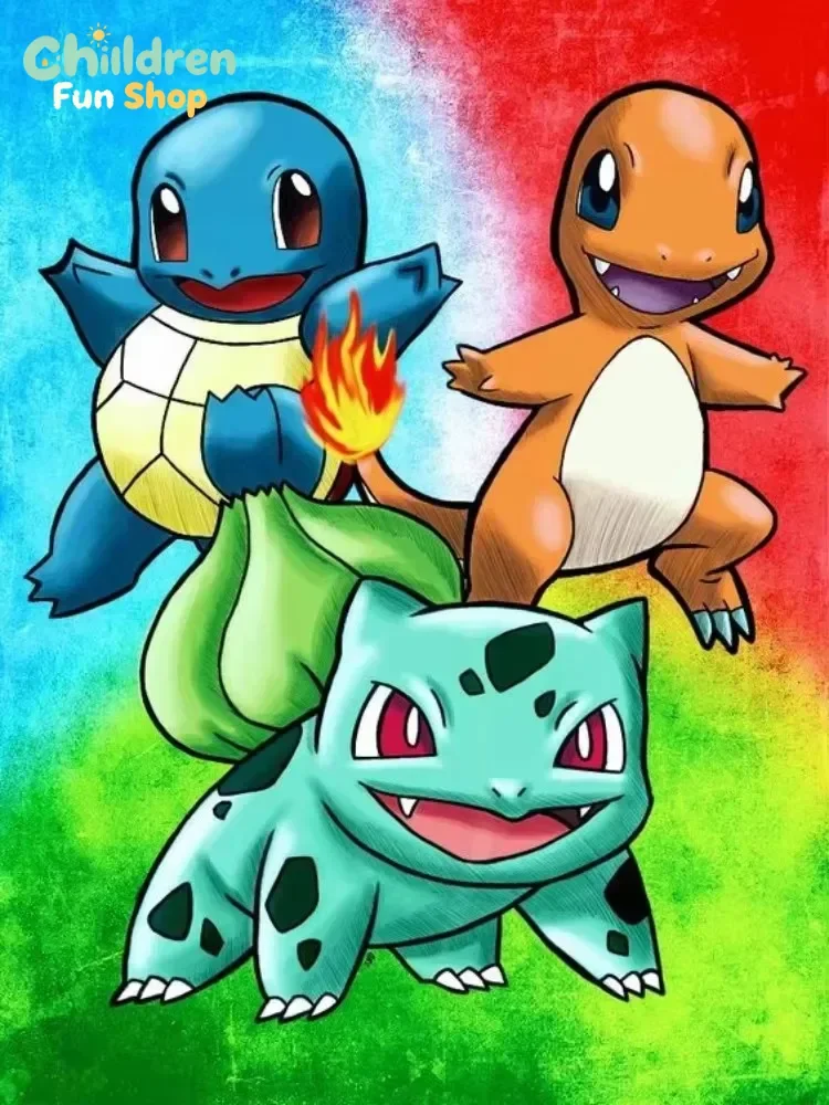 Pokemon Diamond Painting, Fantasy Pocket Monster Portrait Collection, Elegant Wall Art For Anime Fans Teen Bedroom Decor,No Fr
