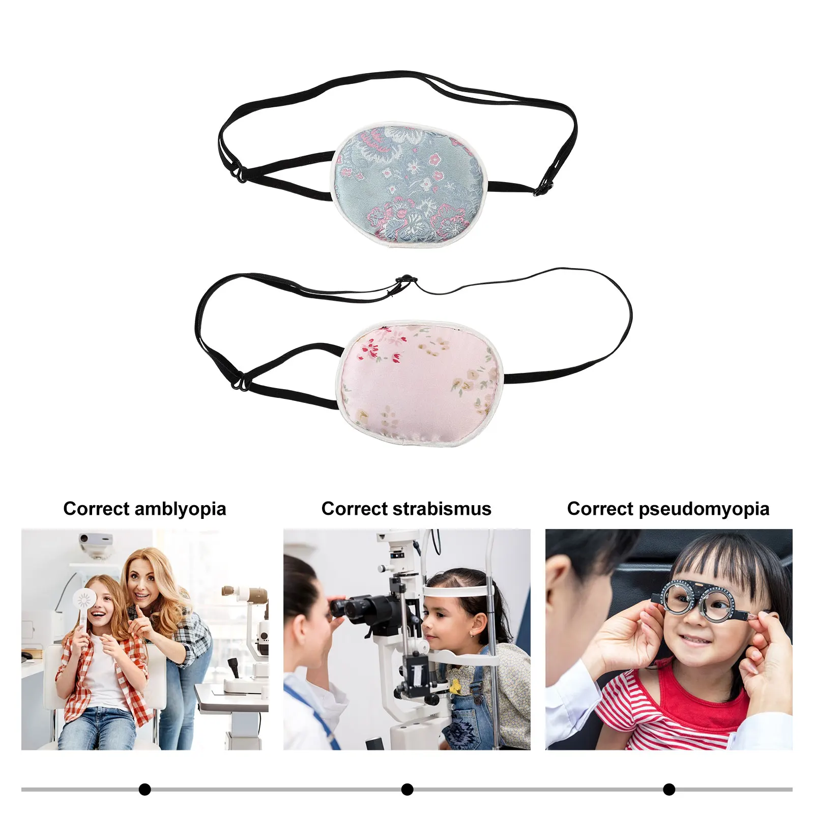 2pcs Silk Mask Breathable One Cover Kids Lazy Eye Patch Amblyopia Pad Strabismus Treatment Light Blocking Eye Protection