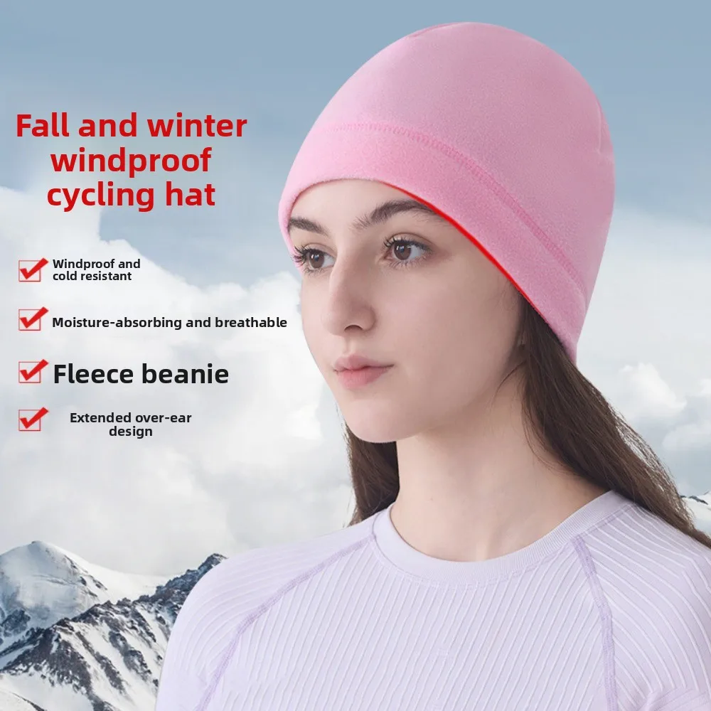 

Polar Fleece Winter Running Hats Warmer Solid Color Running Winter Sport Cap Breathable Sweat Absorption Outdoor Warm Hat