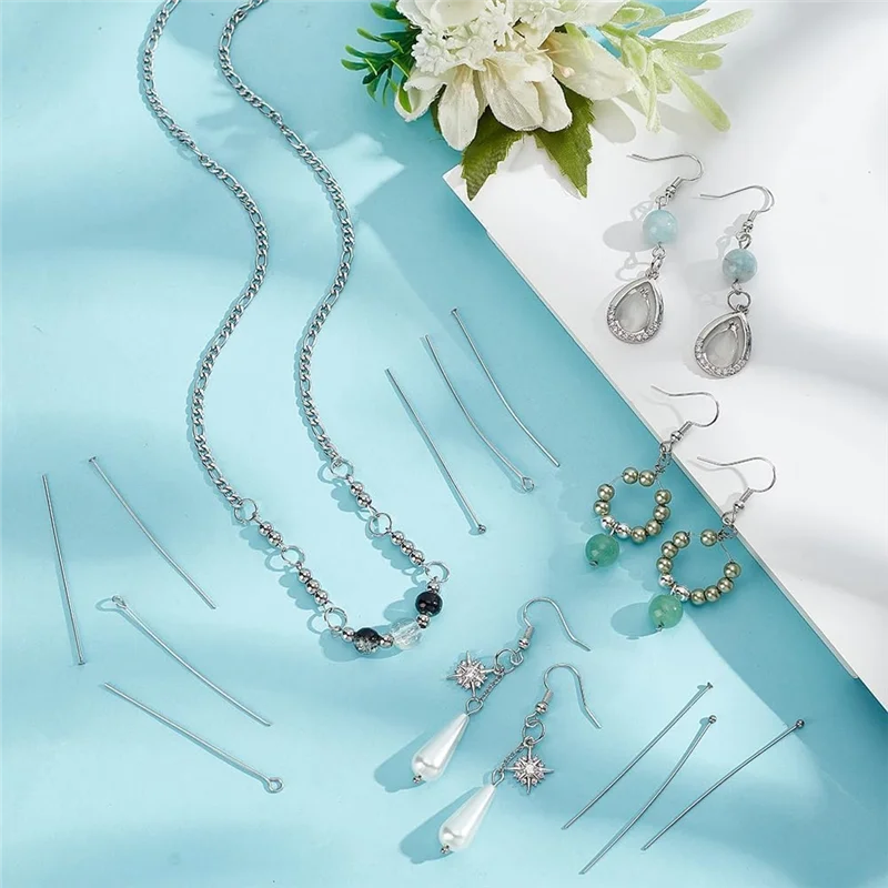 【RECOMENDAR】مجموعة دبابيس الرأس 300 قطعة 1.6 بوصة 304 دبابيس عين مفتوحة من الفولاذ المقاوم للصدأ لصياغة قلادة المجوهرات #2