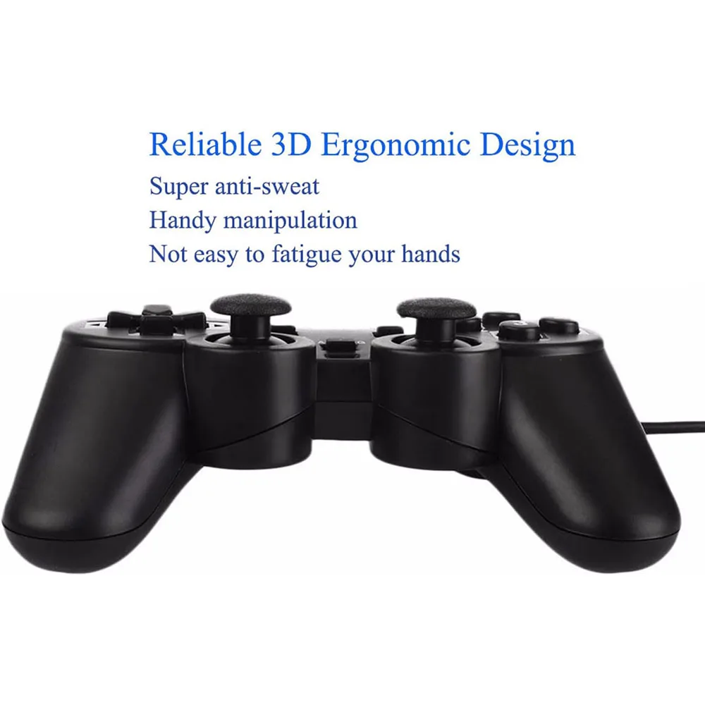 USB Wired Controller for WinXP/Win7/Win8/Win10/PS2 Dual Vibration Motor Plug and Play for PS2 1.1/2.0 Gamepad for PC Laptop