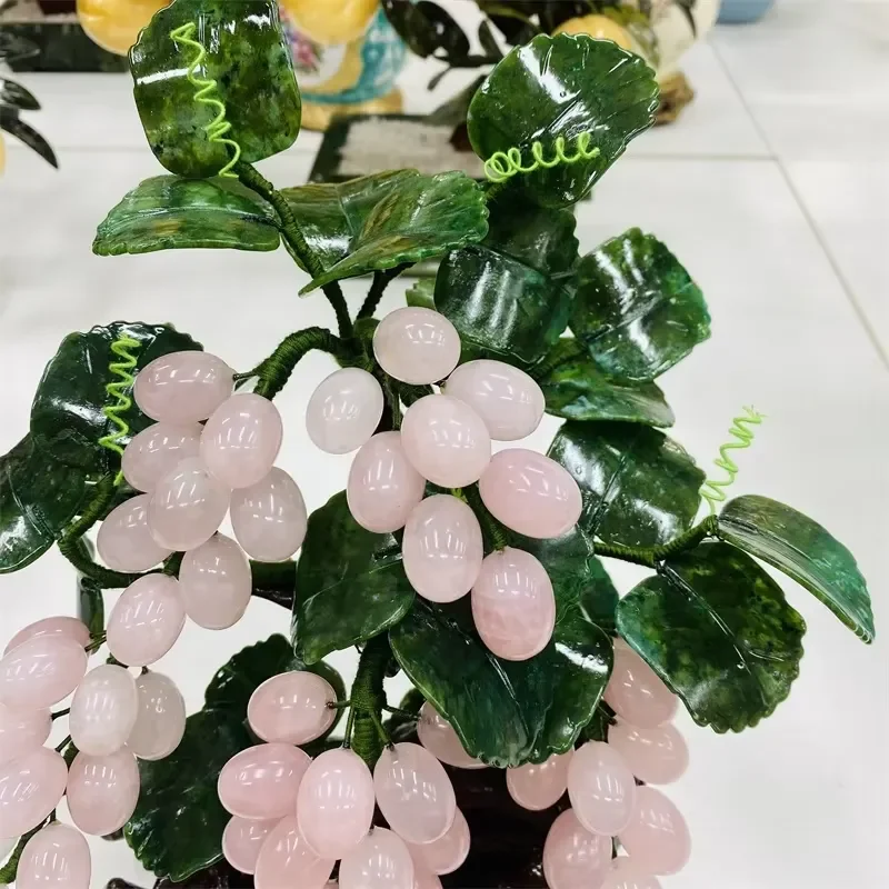 Natural Rose Quartz Crystal Bonsai Tree Venus Jade Vine Yaguo Artificial Plant Home Decor Wholesale Gift for Living Room