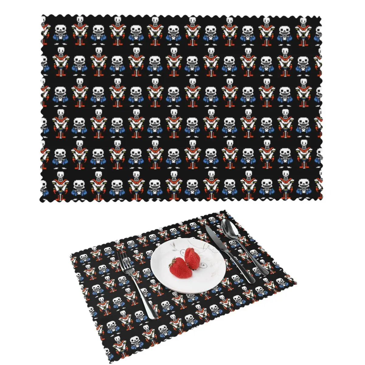 Undertale Sans And Papyrus Placemat Washable Plate Mat for Dining Table Bowl Coaster Super Absorbent Mats