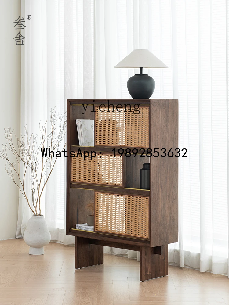 AA solid wood tea room cabinet,  tea set display cabinet, simple storage storage bookcase combination
