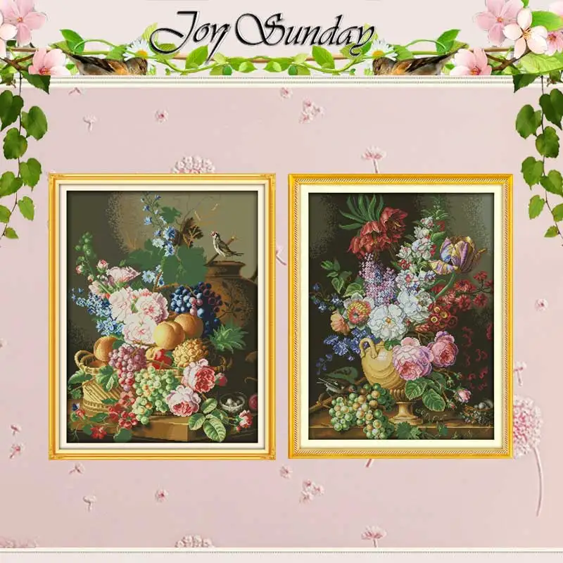 Beautiful Vase Flower Patterns Counted Cross Stitch Set DIY 11CT 14CT 16CT HD Stamped DMC Cross-stitch Kit Embroidery Needlework