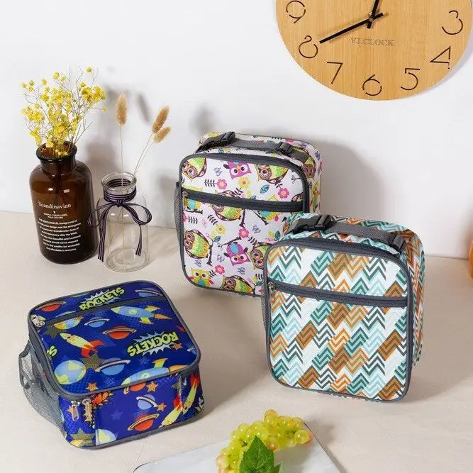 Oxford Cloth Dinosaur Cartoon Children Lunch Box Bag Student Printing Portable Lunch Bag Lunch Bag Insulated Bags for Picnic