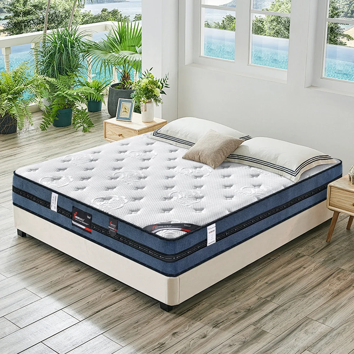 

Promotional King Size Bed Mattress Compressed Roll up Memory Foam Hybrid Spring Mattress for Home