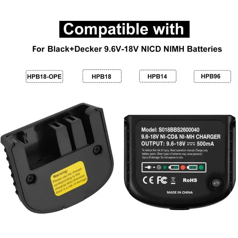 Hpb18-Ope FSB14 FS12B Replacement Charger with LED Indicator for Black&Decker 18V Ni-CD/Ni-MH Battery-powered Tools 9.6V To 18V