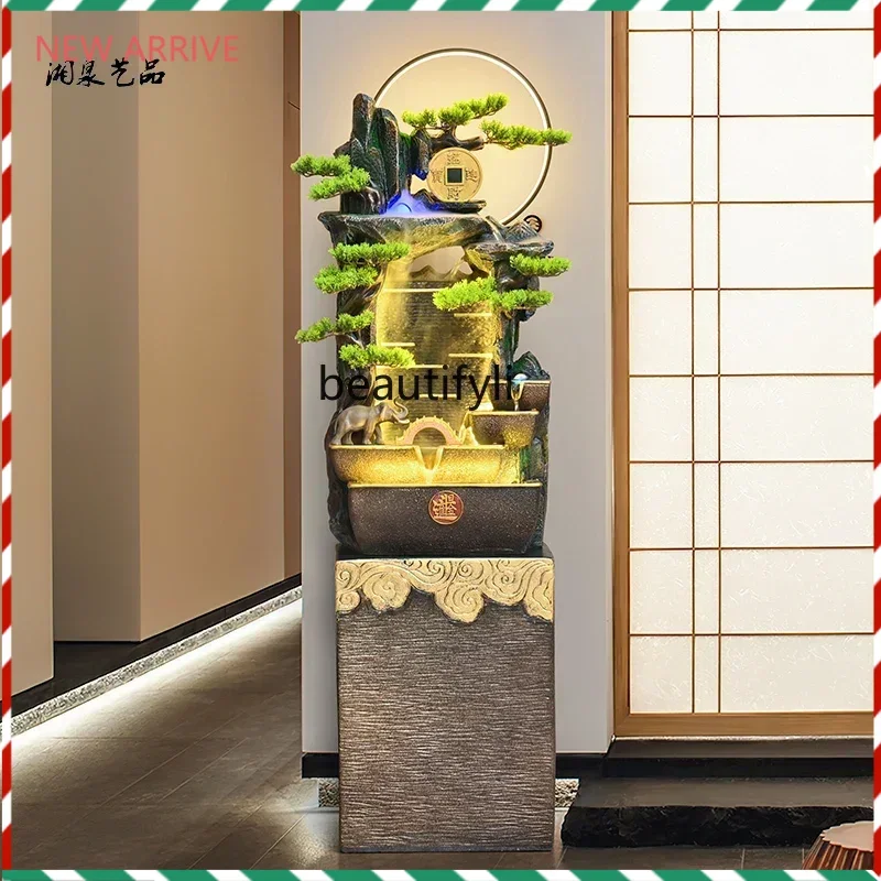 

SSChinese water curtain wall rockery flowing water fountain landscape circulating water office living room decorationNew Good Lu