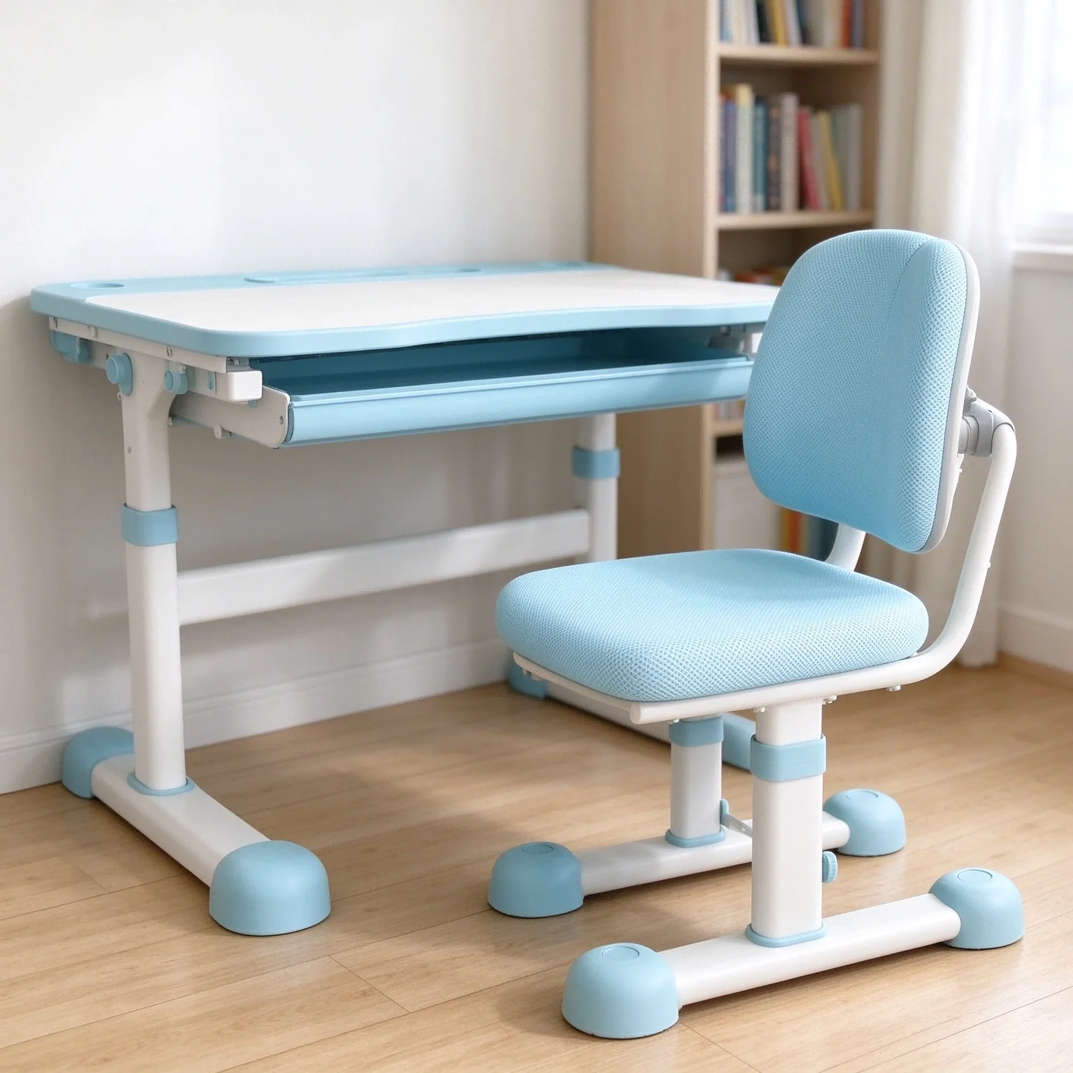 AOLIVIYA Kids Study Learning Table Classroom Table Lift Homework Shelf School Reading Room Desk Chair Set