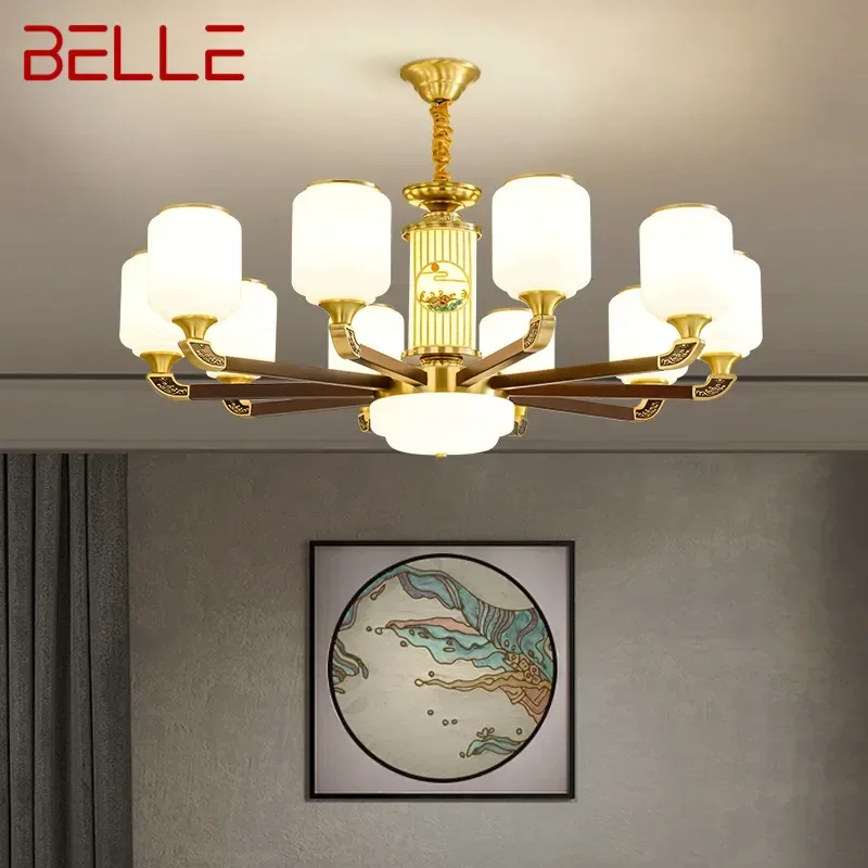 BELLE-Lampe Suspendue en Laiton de Luxe, Lustre Contemporain, Style Chinois, Salon, Salle à Manger, Chambre à Coucher, Villa, Hôtel, Salle d'Échdébord