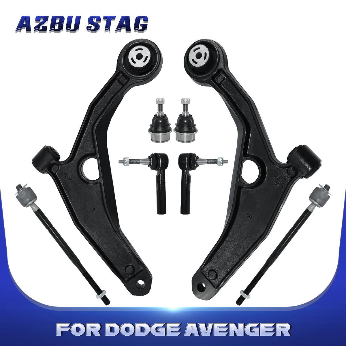 

AzbuStag 8Pcs Front Lower Control Arm Tie Rod Suspension for DODGE AVENGER JOURNEY CHRYSLER 200 SEBRING 2007 2008 2009 2010-2015