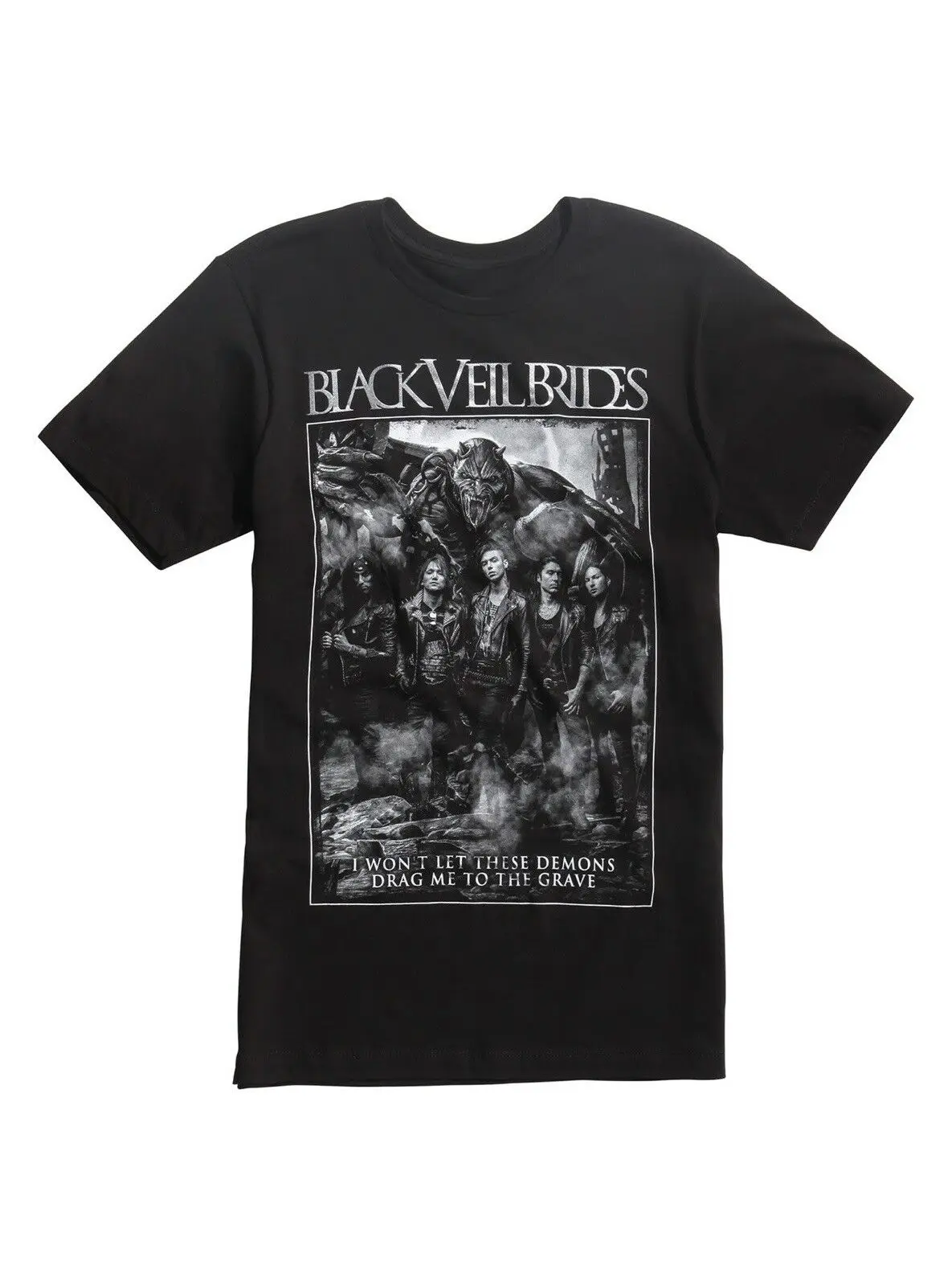 Unisex Black Veil Brides Black Won'T Let Demons Drag Me Band Music T-Shirt Xs