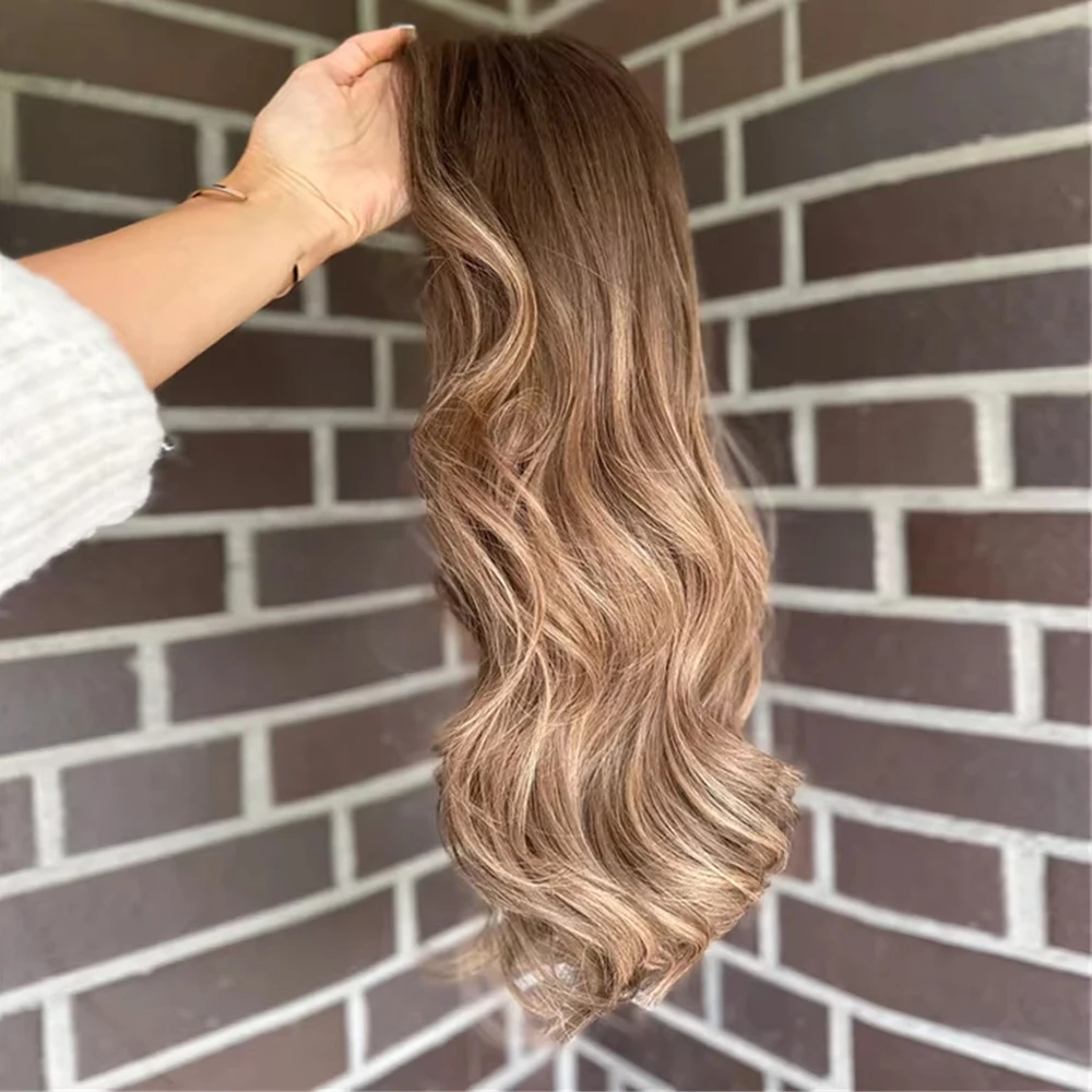 

Парик из шнурка Ash-brunette, солнечные блики для женщин, парик естественного вида, термостойкое синтетическое волокно, бесклеевой парик