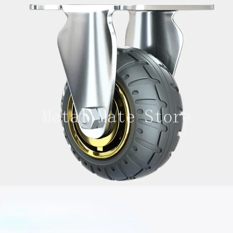 1PCS Universal Soft Rubber Furniture Caster with One-Way Quiet  Brake Wheel 3/4/5 Inch for Desk Carts