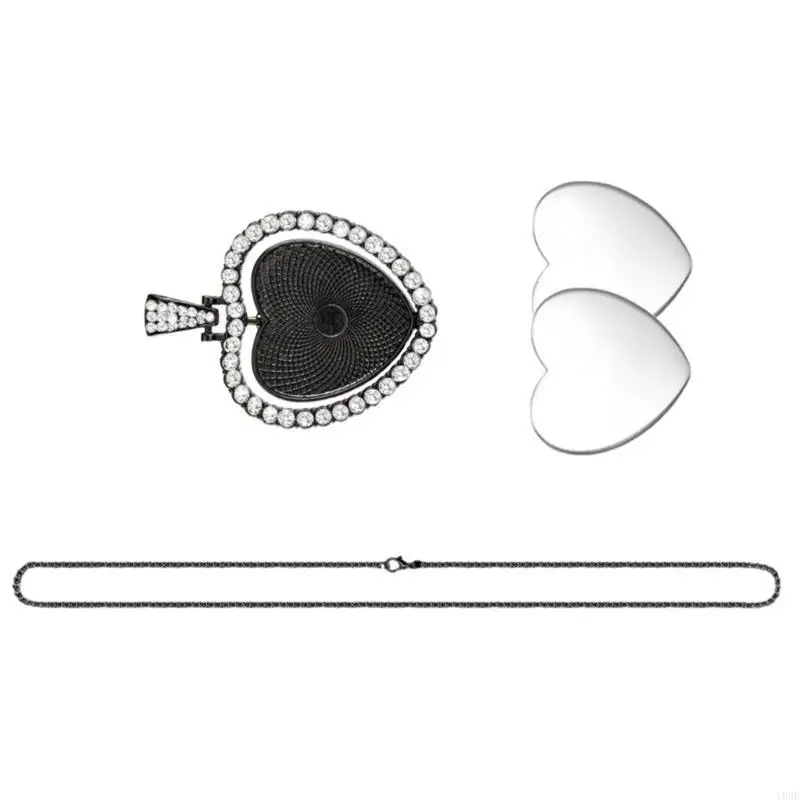 Reversible Heart Pendant Necklace with Rotating Inlay Jewelry Making Accessories Y08E