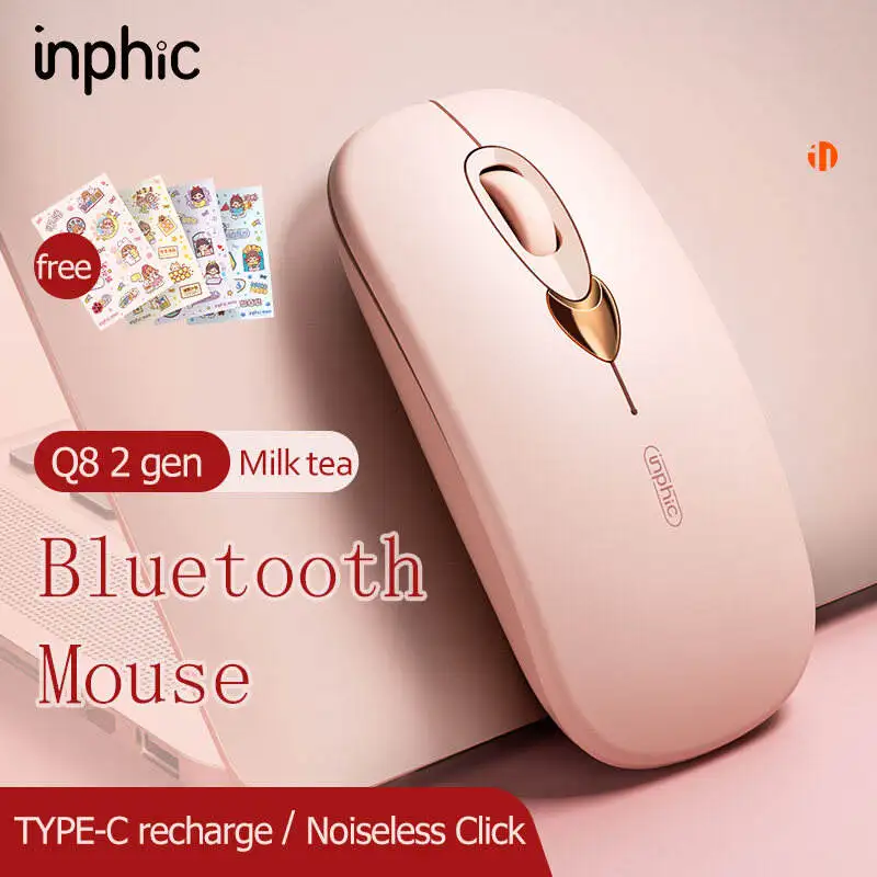 

High quality INPHIC Q8 Bluetooth Wireless Mouse Rechargeable Slim Dual Mode(5.1+3.0) Mouse for Laptop/PC/Mac/iPad pro/Computer