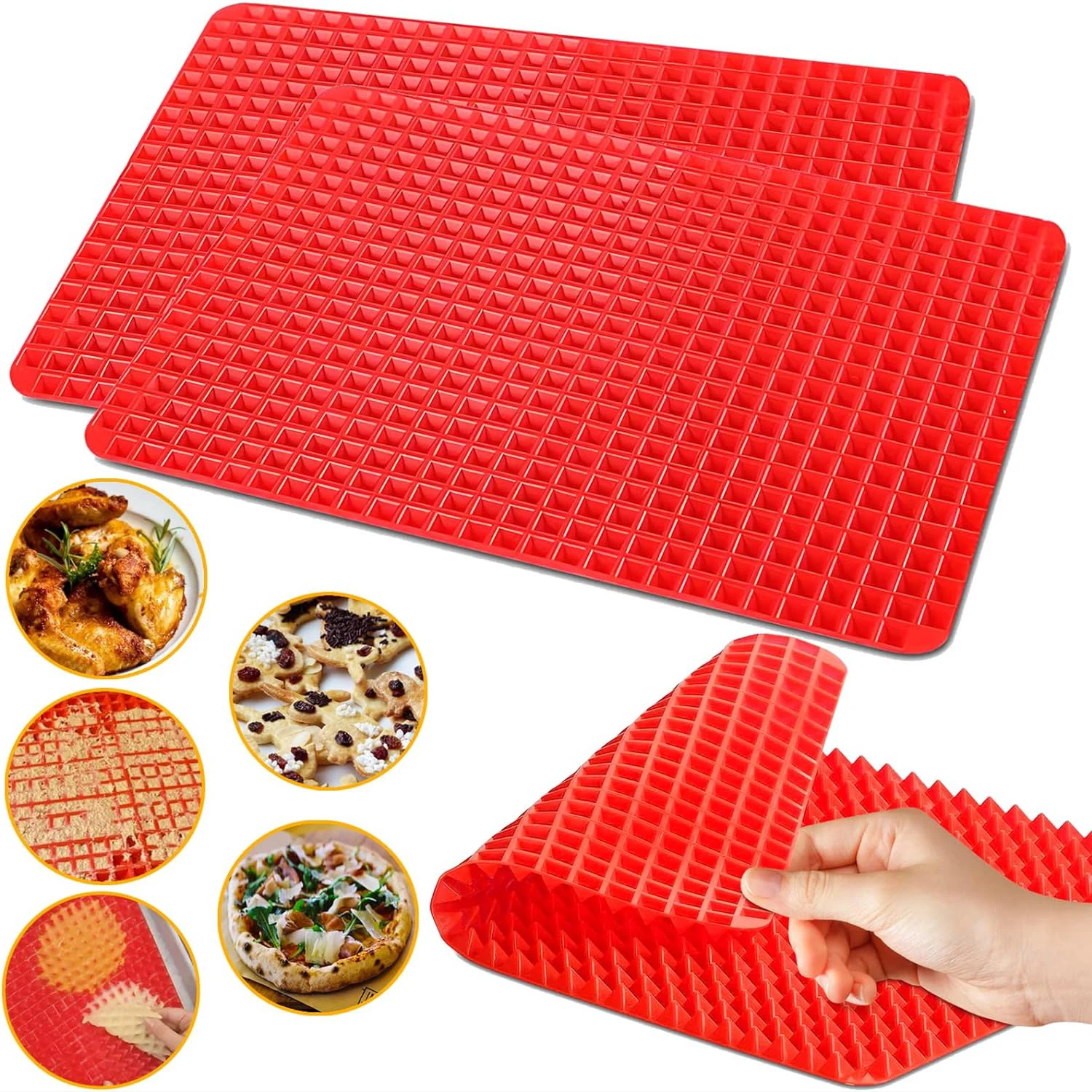 Silicone Baking BBQ Muffin Pie Pizza Mat Nonstick Pyramid Mould Sheet Cooking Pan Multifunctional Microwave Oven Meal Cake Mold