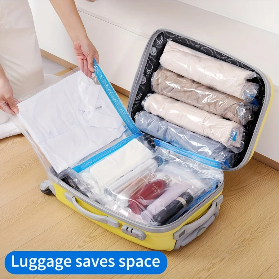 12 Roll Up Space Saver Travel Storage Bags Travel Accessories Compression Bag for Packing & Clothes, No Pump or Vacuum Needed