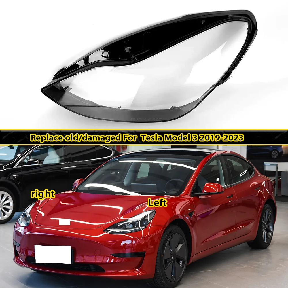 

Headlight Shell Lens Replace The Original Lampshade For Tesla Model 3/Y 2019-2023 Headlamp Cover Transparent Mask Lamp Shade