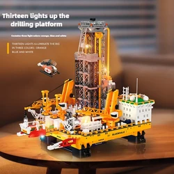 New MOC Idea Deep Sea Oil Well Drilling Building Blocks Bricks Construction Model Assembling Toys for Children Christmas Gift