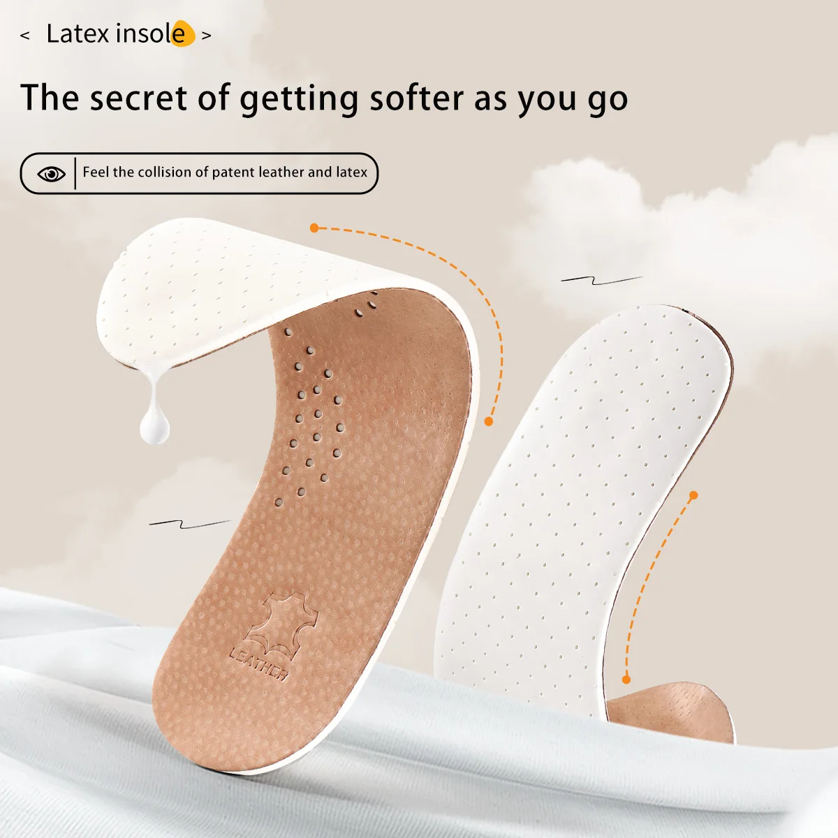 Unisex Leather Latex Insole Soft Comfortable Breathable Sweat Absorption Sports Shock Absorption Without Tiring Feet