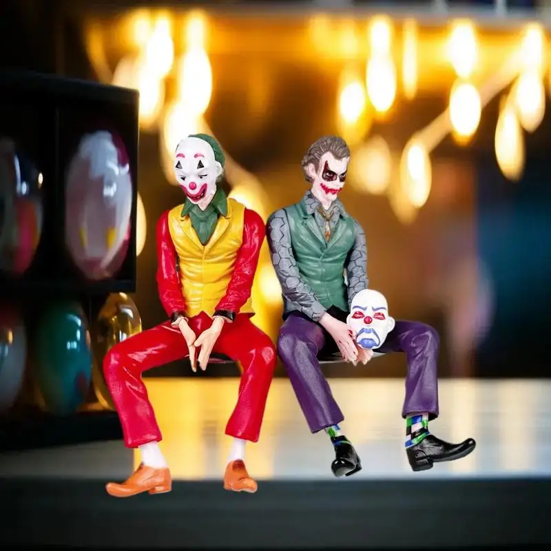 1 قطعة مهرج هيث ليدجر على غرار الجلوس دمية النحت 10 سنتيمتر ، سقف الزينة سيارة الشكل الذيل وسقف قلادة نموذج تحصيل لعبة