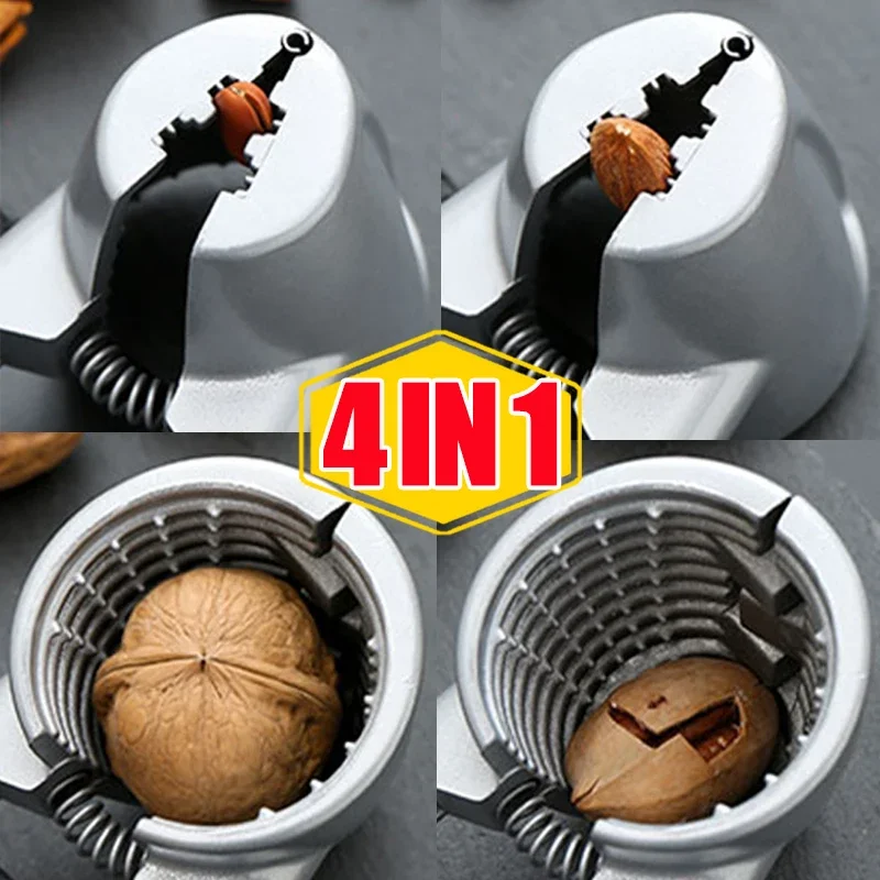 2/1 قطعة سبائك معدنية الجوز المفرقع الفضة الجوز كليب الجوز المفرقع فتاحة الجوز ذو طيات الجوز قصف أدوات أدوات المطبخ اكسسوارات