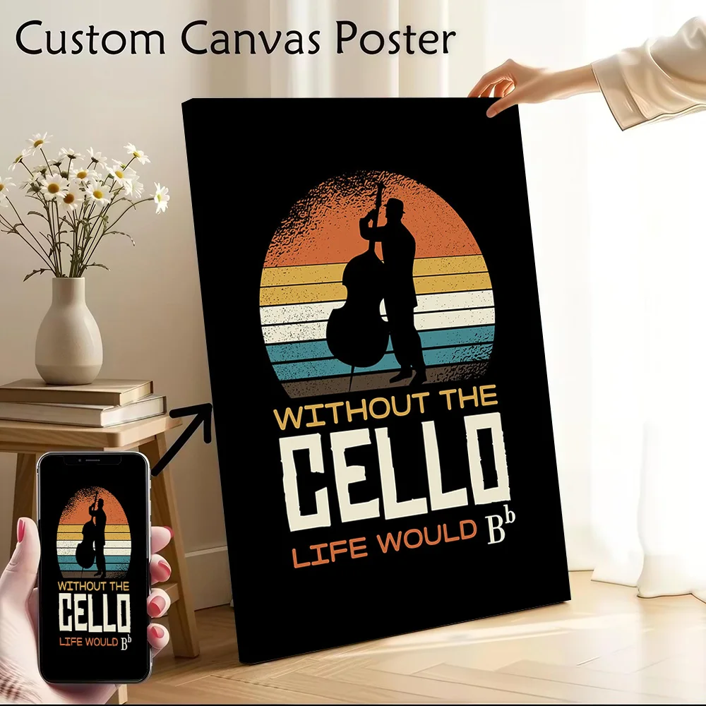 Cello Music Quote Poster Customizable Printed Canvas Painting for Pictures Wall Art Specialty and Themed Home Decor Wand Deko