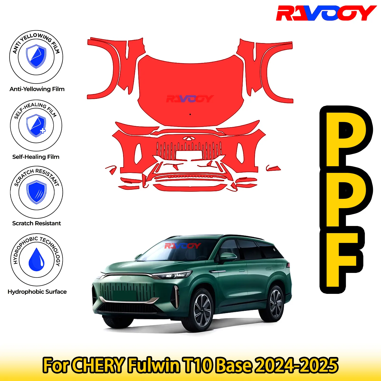 

For CHERY Fulwin T10 Base 2024-2025 Glossy Matte Black Precut front PPF Kit Paint Protection Film