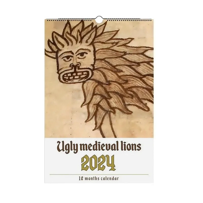 1 PCS 2024 Decorative Funny Prank Gift Wall Calendar With Lion As Shown Paper Thicken For School Lion