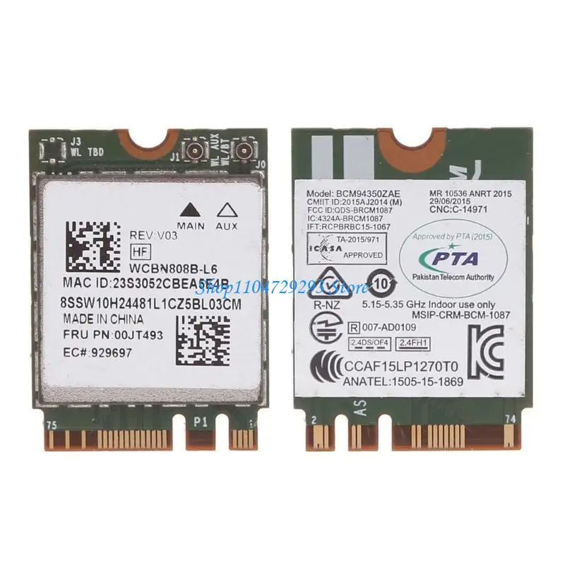 Y2GD Dual Band BCM94350Z 00JT493 การ์ดเครือข่าย WiFi ครึ่ง Mini PCIE 802.11AC 100MBPS Wireless WLAN