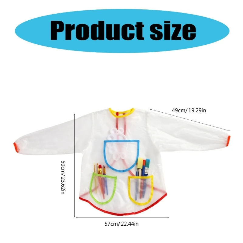 Delantal creativo para niños 3 años, impermeable, manga larga, con bolsillos