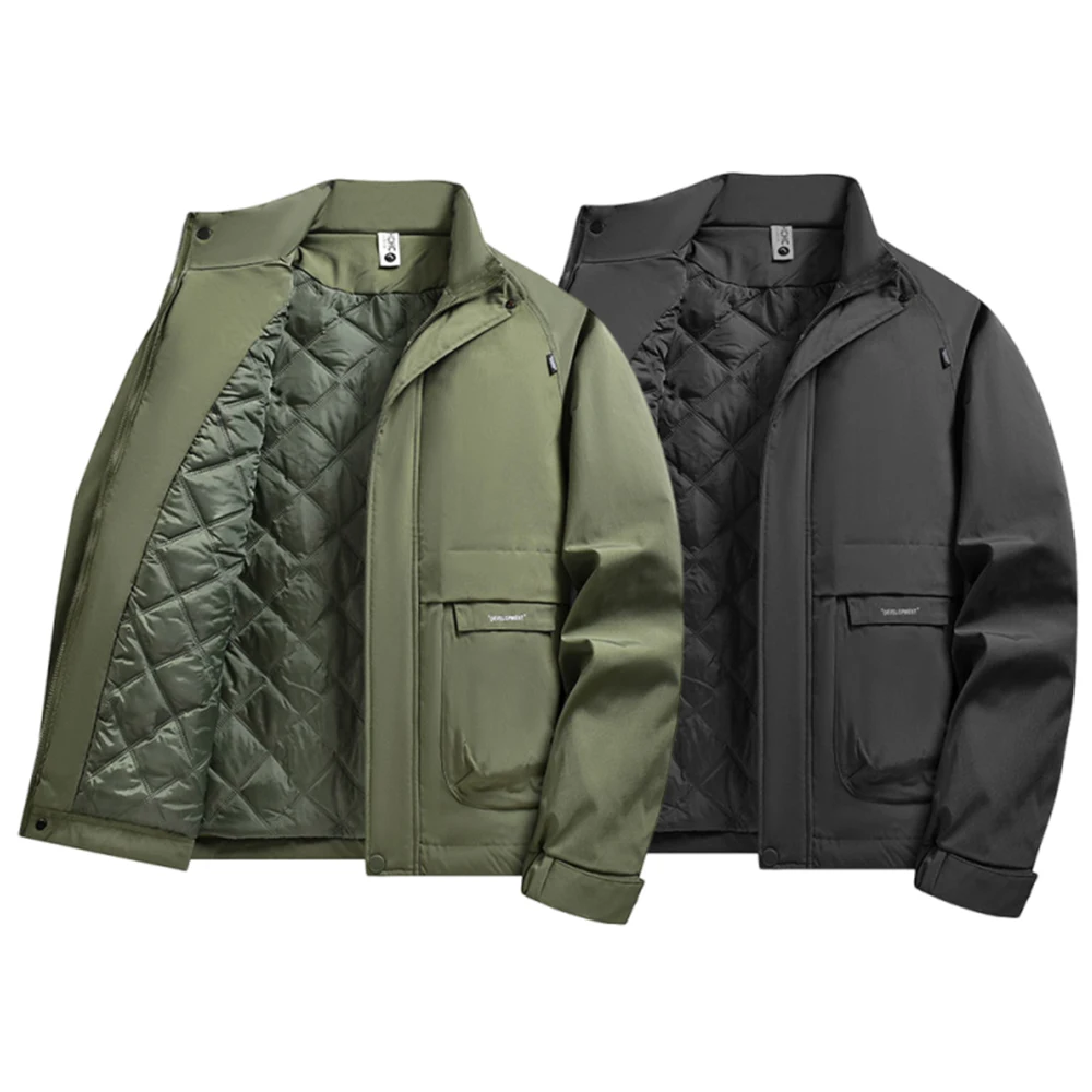

Men's casual cotton jacket, windproof jacket suitable for outdoor activities, winter fashion multi-pocket waterproof jacket