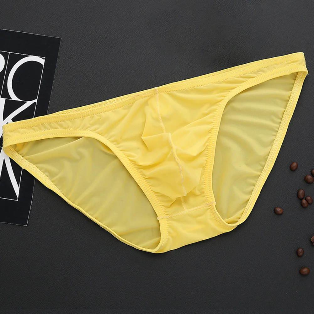 Men Sexy Low Waist Pouch Breathable Underpants Ice Silk Underwear Comfort Briefs  Ice Silk Breathable Low-waist Underwear