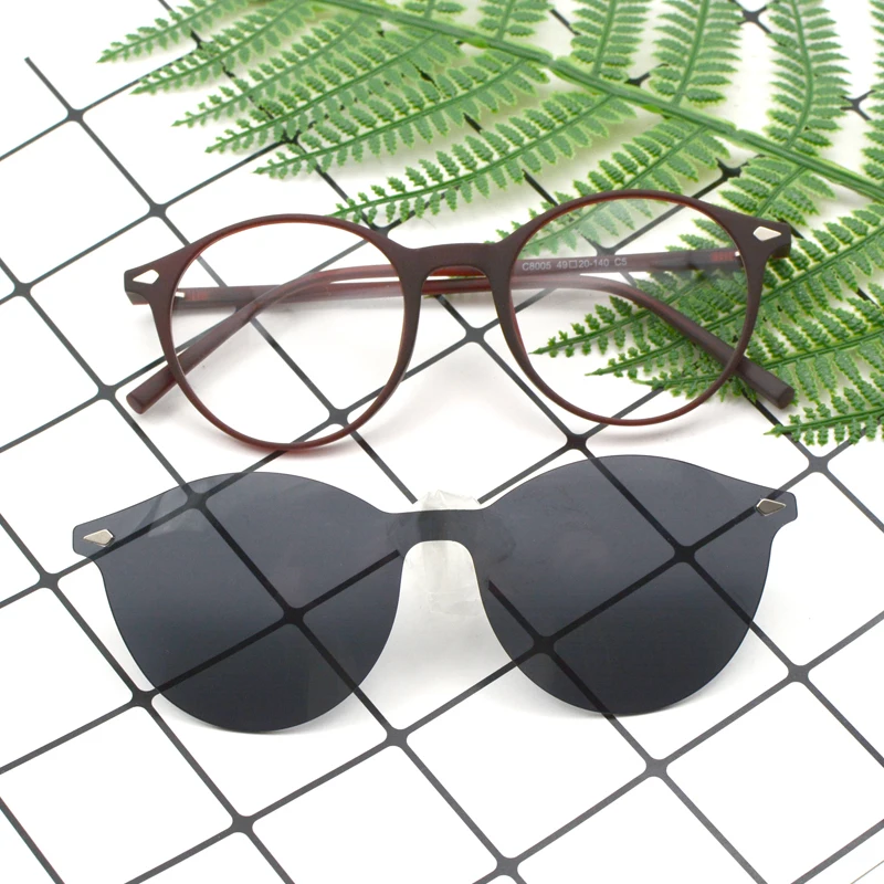 KANDREA Vintage Clip On Polarized Glasses Frame Women Fashion Sunglasses Men Optical Myopia Classic Eyewear Eyeglasses C8005