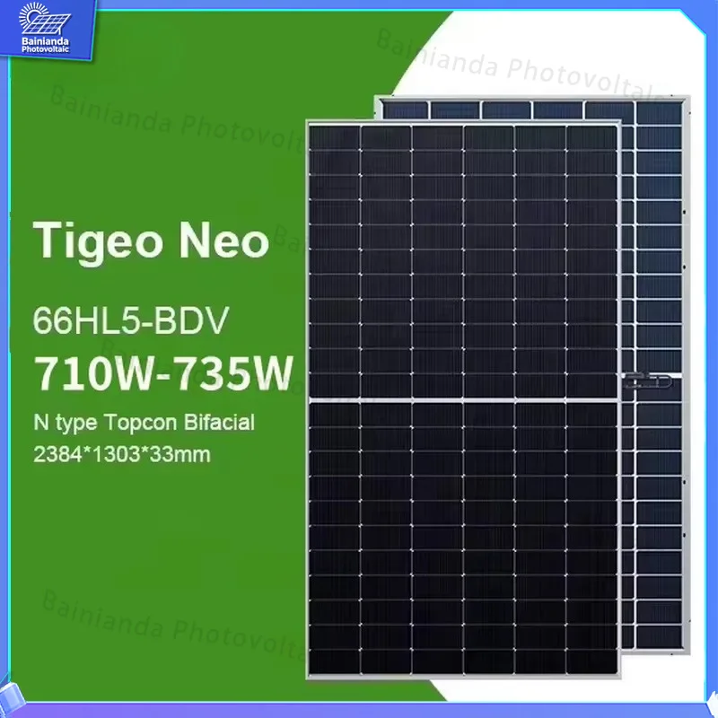 For JKM66HL5-BDV 710W 720W 730W 735W N Type Half Cut Bifacial Solar Panel with Silver Frame 23.66% Efficiency Monocrystalline