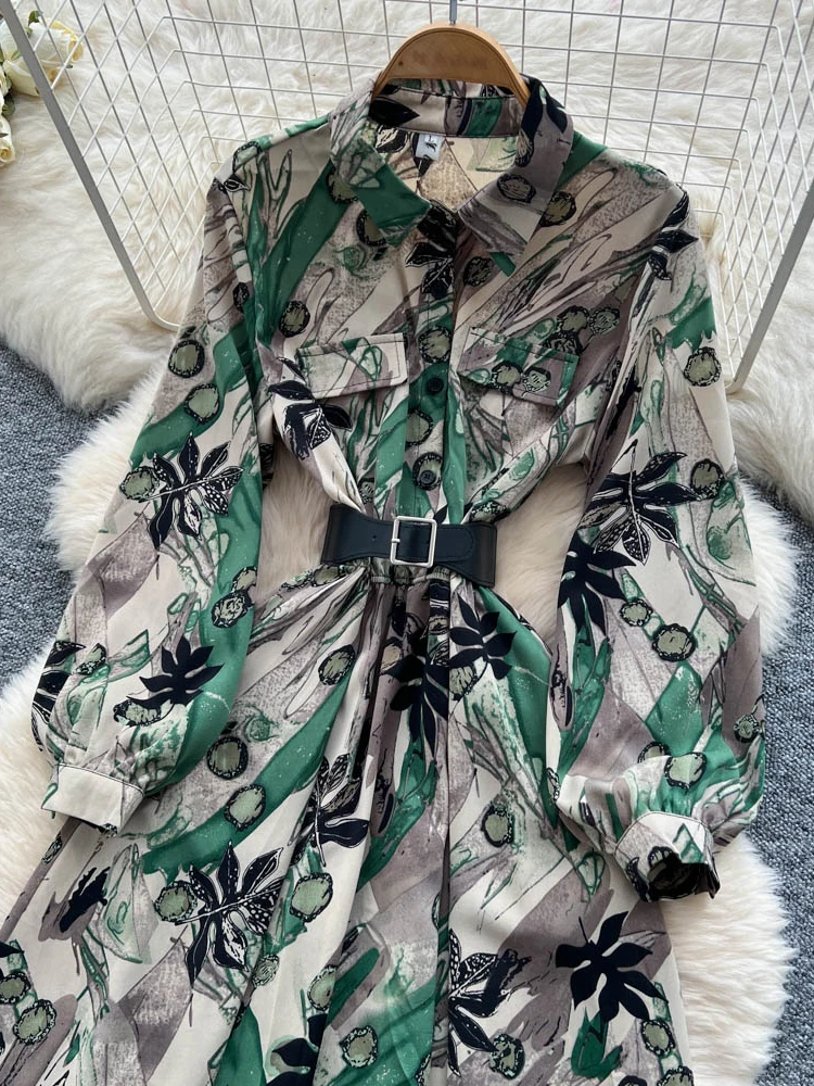 Femmes robes en mousseline de soie automne printemps imprimé fleurs léopard imprimé pansement col en v longue Maxi robes femme DS268