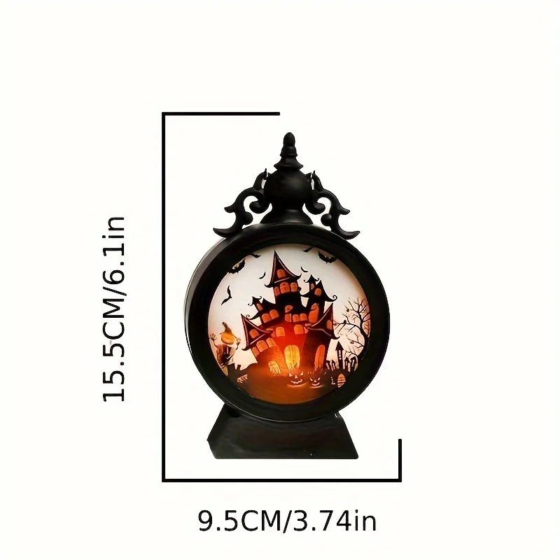 โคมไฟภายในอาคารตกแต่งฮาโลวีนโคมไฟวินเทจสำหรับตกแต่งของขวัญปาร์ตี้ฮาโลวีนพร้อมเทียน LED แบบพกพา