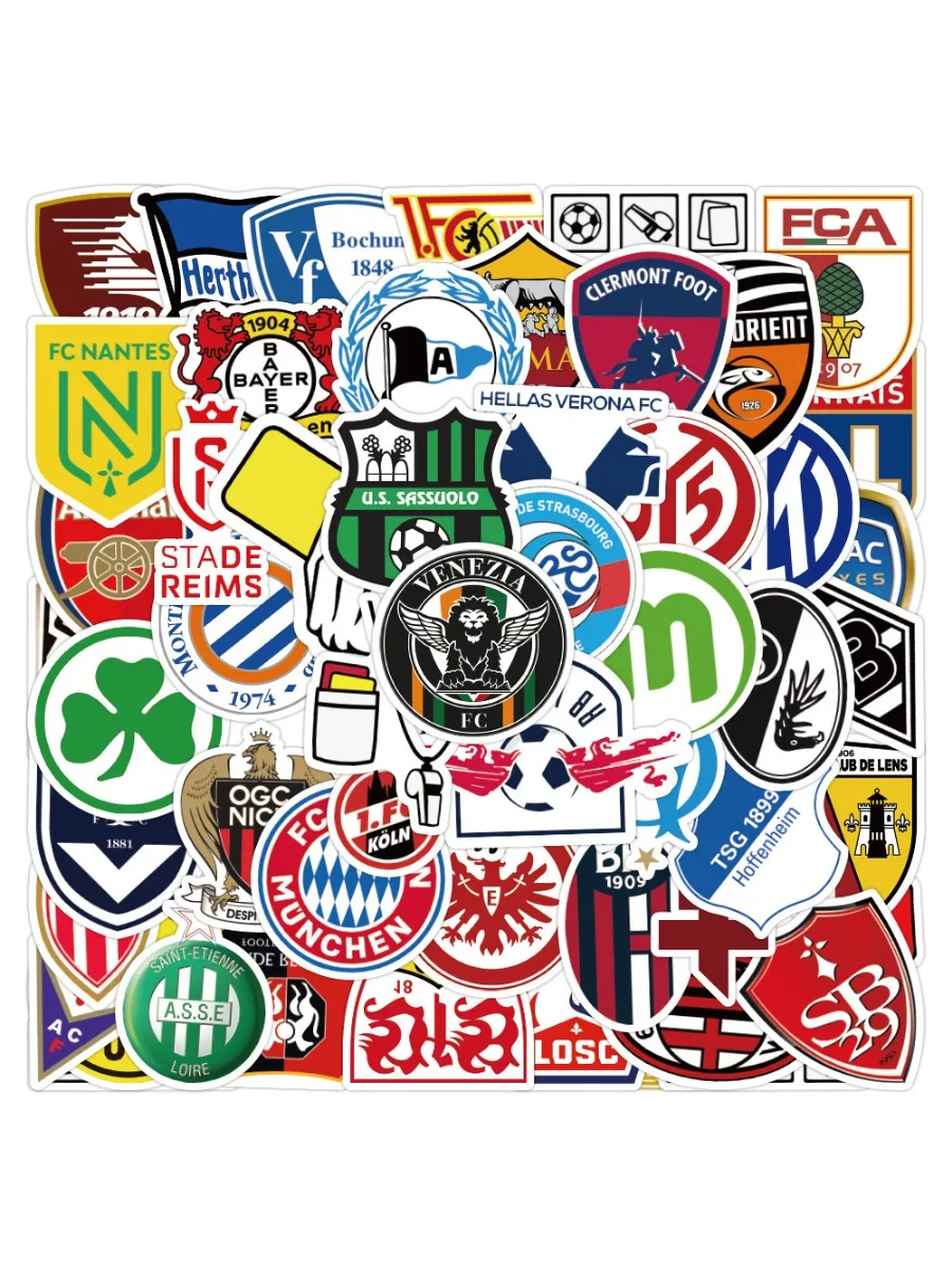 50 football club benchmark stickers, personalized and creative graffiti mobile skateboard decoration stickers