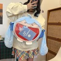 2024 Hatsune Miku Snow Cartoon Shoulder Bag Kawaii Packet Cute Anime Girl Plush Backpack Knapsack Student Bag Kids Gift Toy