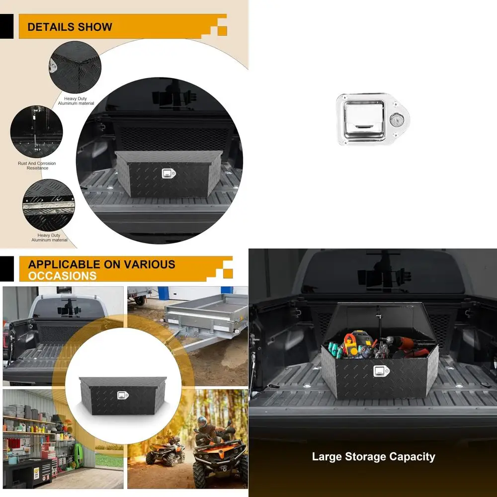 

Rugged Aluminum Toolbox, 39x16.5x12 Waterproof Storage with Lock, Suitable for Trucks, RVs, and ATVs