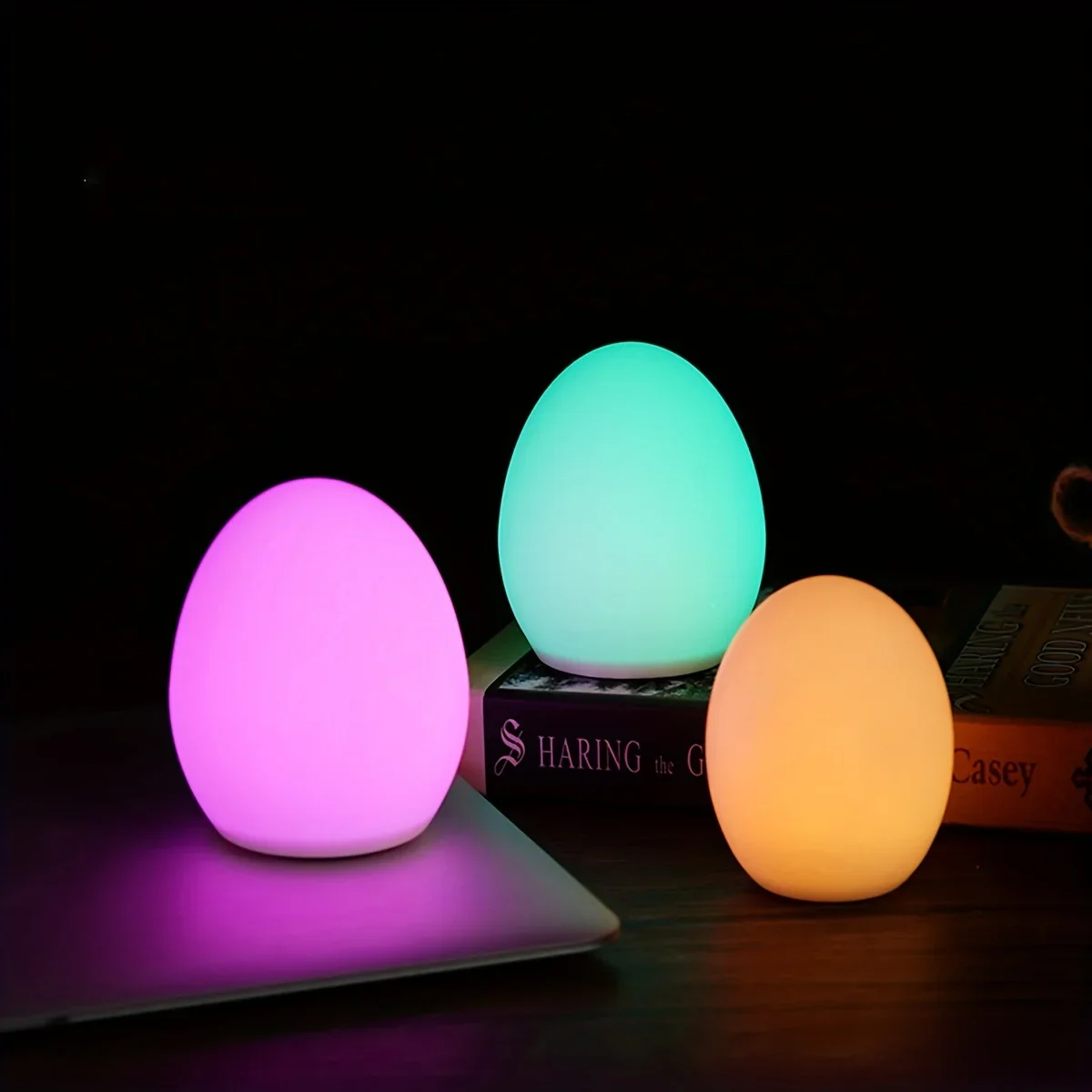 LED Night Light Colorful Silicone LED Luminous Egg Lamp Children\'s Toy Light Sleeping Bedside Night Lights