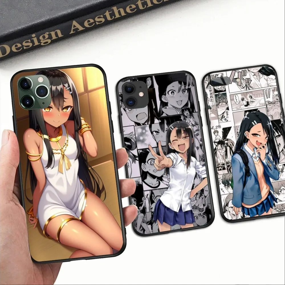 Anime Hayase Nagatoro Cell Phone Case for iPhone 15 14 13 12 11 XS X 8 7 6 Plus Mini Pro Max SE 2022 Black Phone Cover Funda